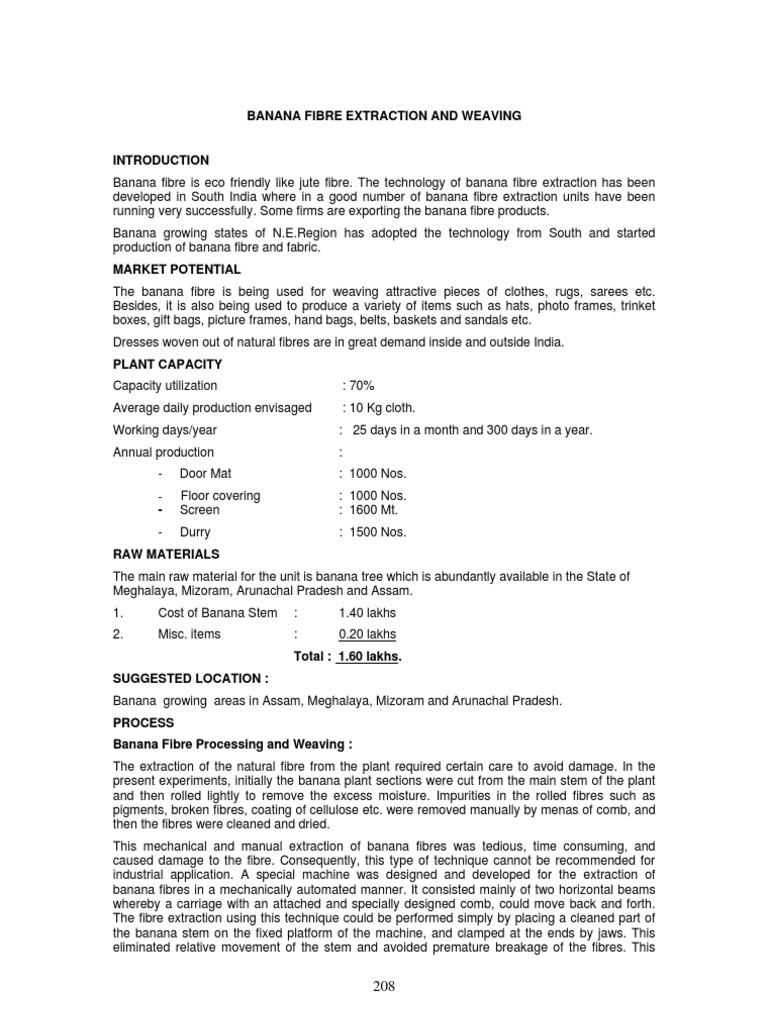 Banana Fibre Extraction and Weaving PDF Textiles Textile And Clothing