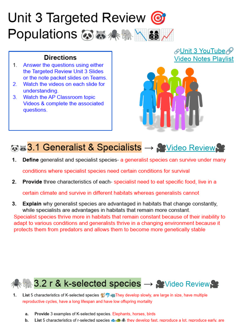Unit 3 Review: Populations & Dynamics | PDF | Total Fertility Rate ...