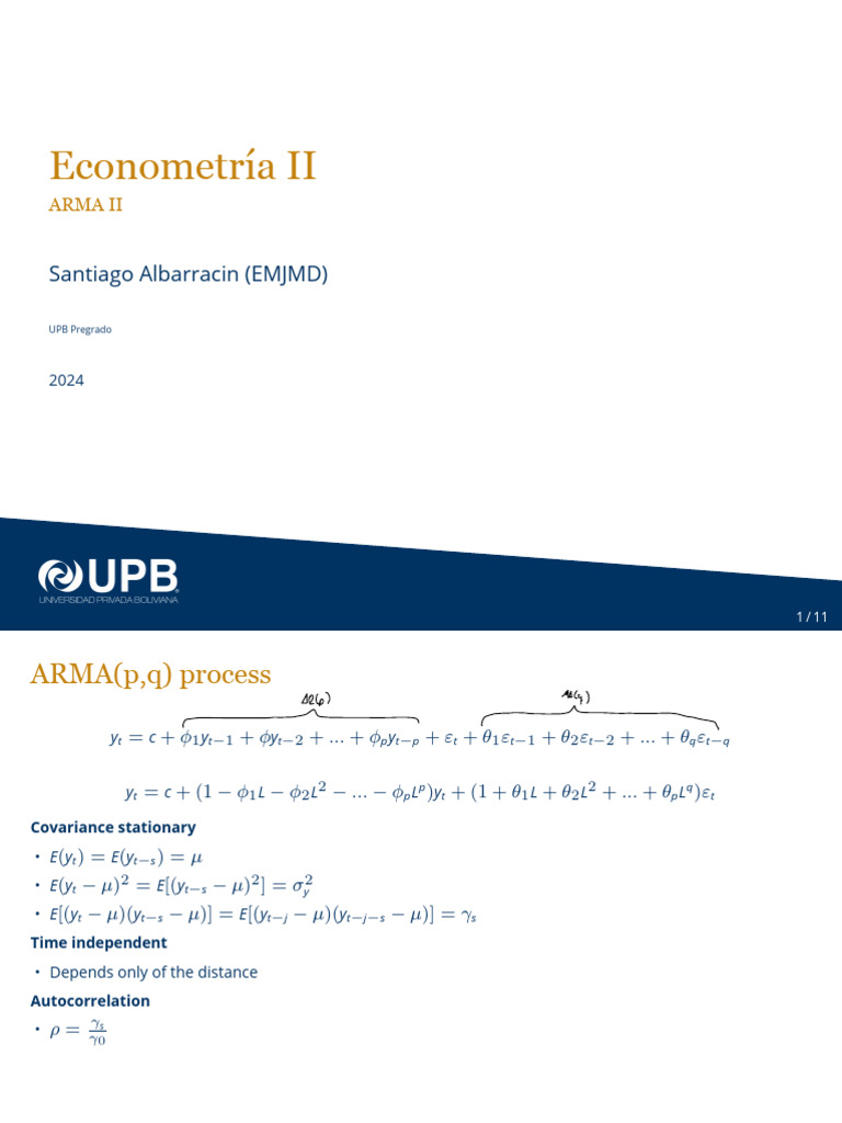 2 - Lectures - ARMA - II (Notes) | PDF | Autoregressive Model ...