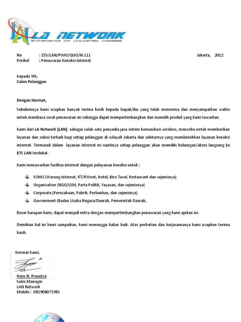 Proposal Penawaran Akses Internet | PDF | Komputer | Teknologi & Rekayasa
