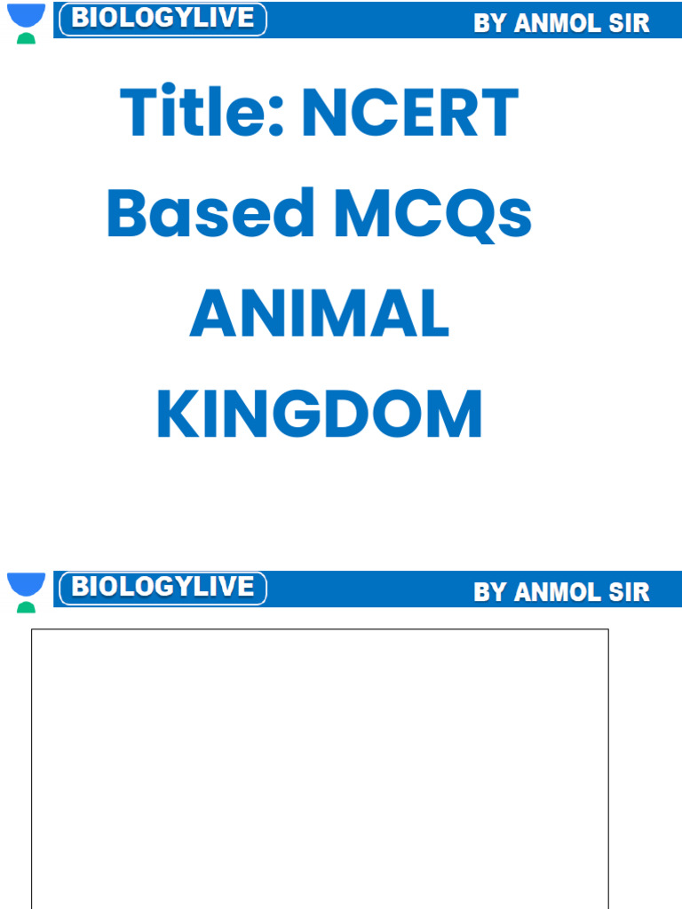 Title - NCERT Based MCQs Animal Kingdom (26 SEP 2024) | PDF ...