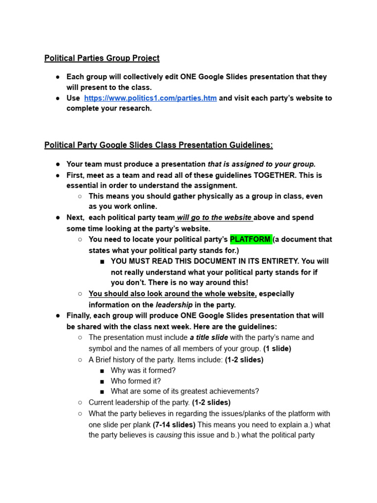 Asher Khan - Political Parties Group Project | PDF