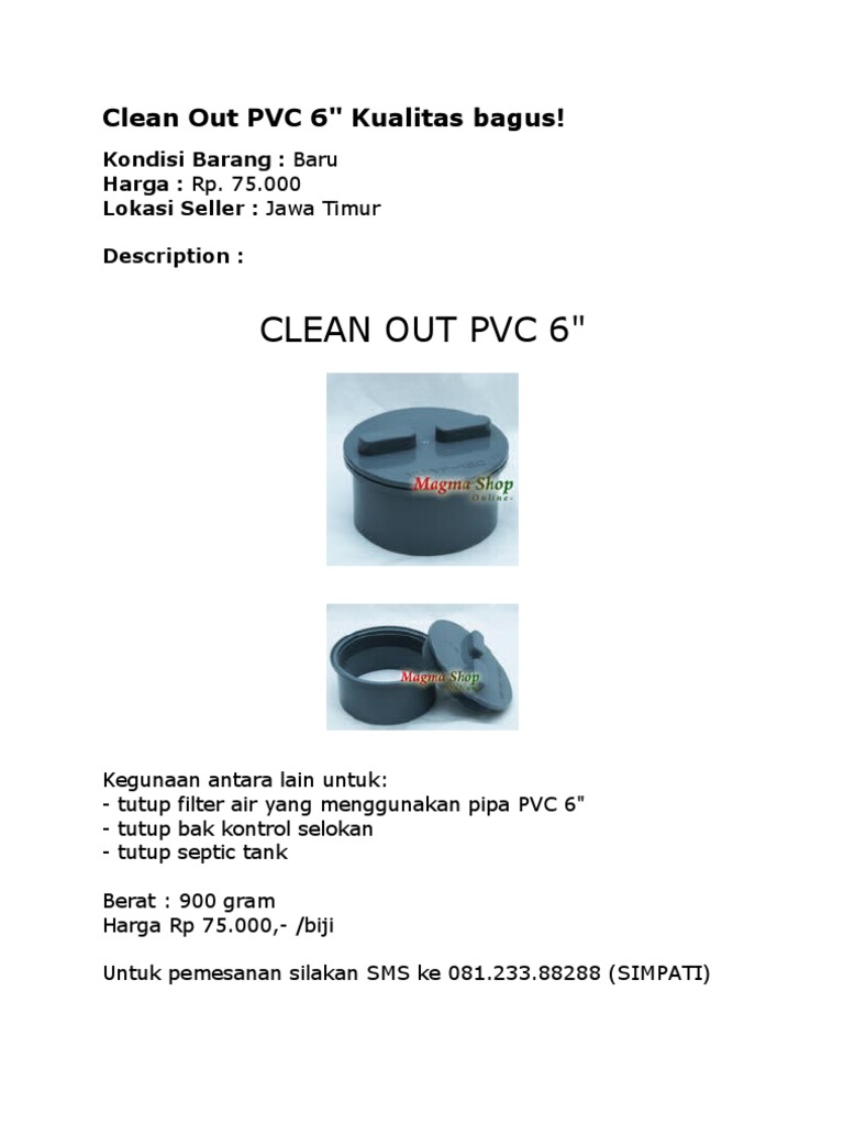Clean Out PVC 6