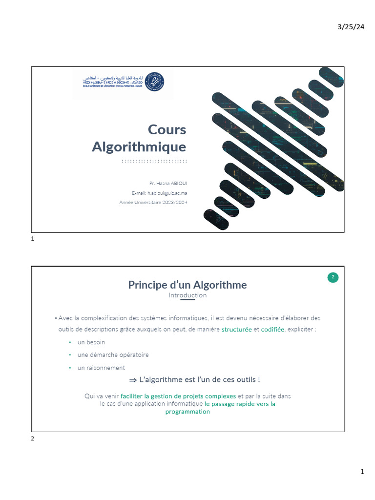 Introduction à l'Algorithmique et ses Concepts | PDF | Structure de ...