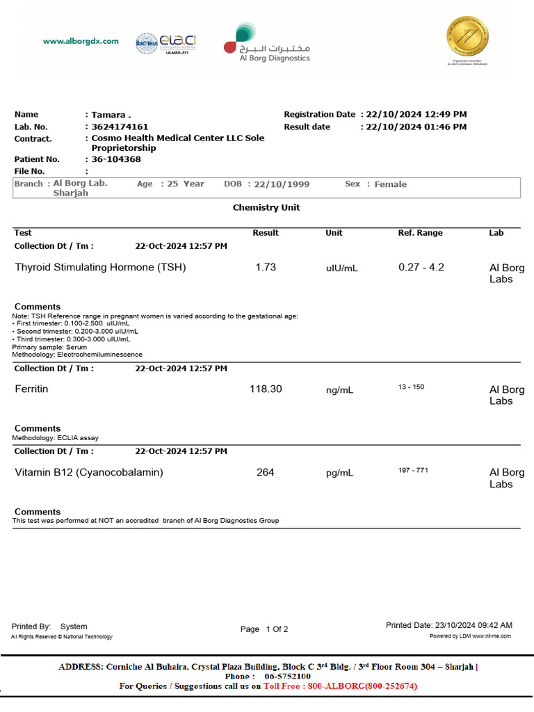 AlBorgUAE - ResultClinicalGroup 3 | PDF | Thyroid Stimulating Hormone ...
