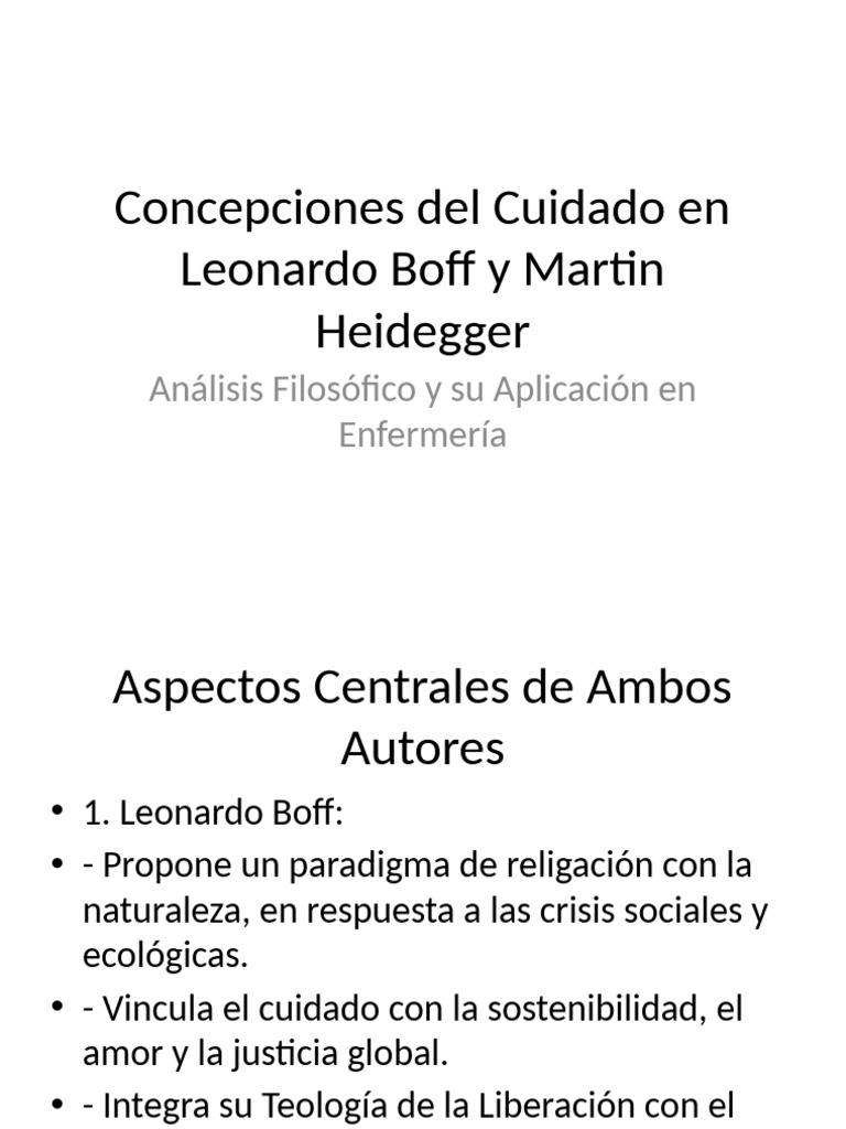 Cuidado Integral en Boff y Heidegger | PDF | Martin Heidegger ...
