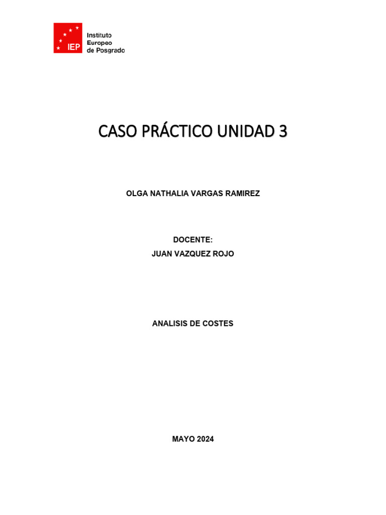 Caso Practico Actd Und3 V1 Pdf Chocolate Presupuesto