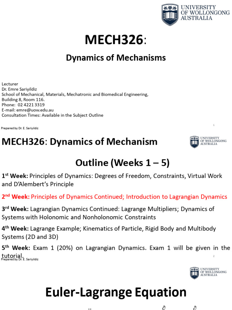 Lagrangian Dynamics Overview | PDF | Lagrangian Mechanics | Applied ...