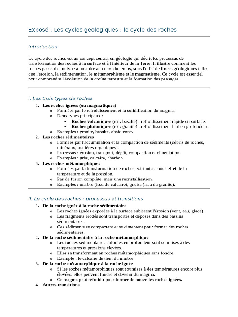 Cycle des roches et tectonique des plaques | PDF | Roche sédimentaire ...