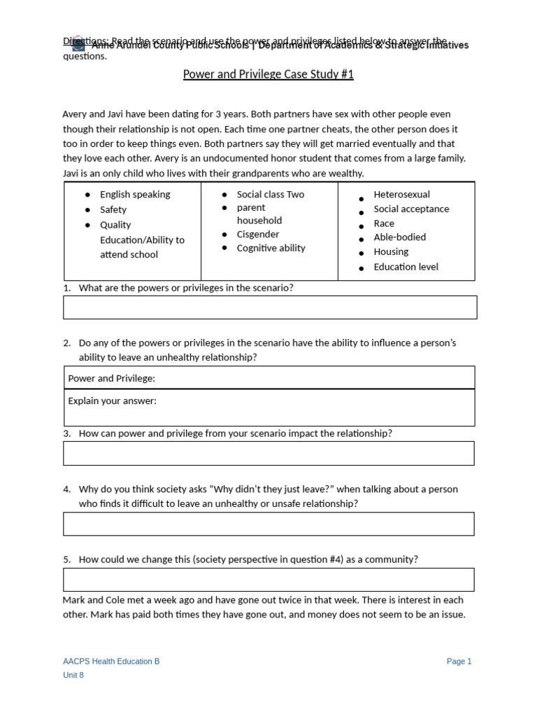 Power and Privilege in Relationships Analysis | PDF