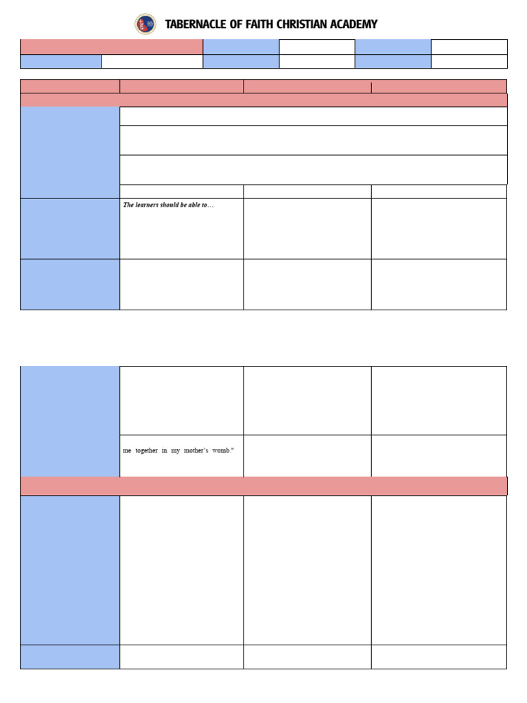 Weekly Learning Plan Sy 2024-2025 (Grade 10 - Week 1) | PDF | Hormone ...