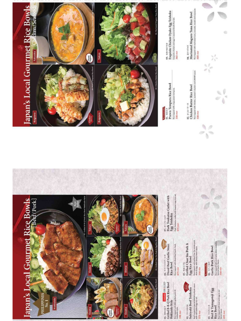 Botejyu Rice Menu | PDF