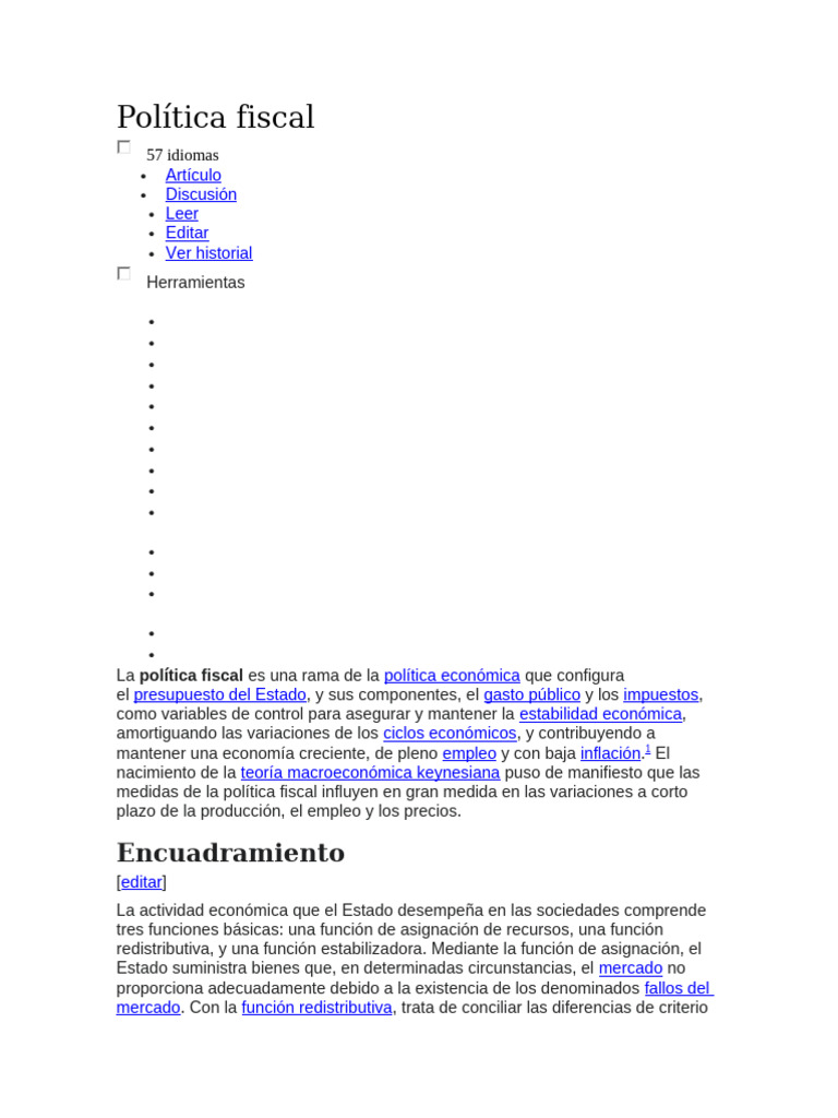 Fundamentos de la Política Fiscal | PDF | La política fiscal | Economía ...