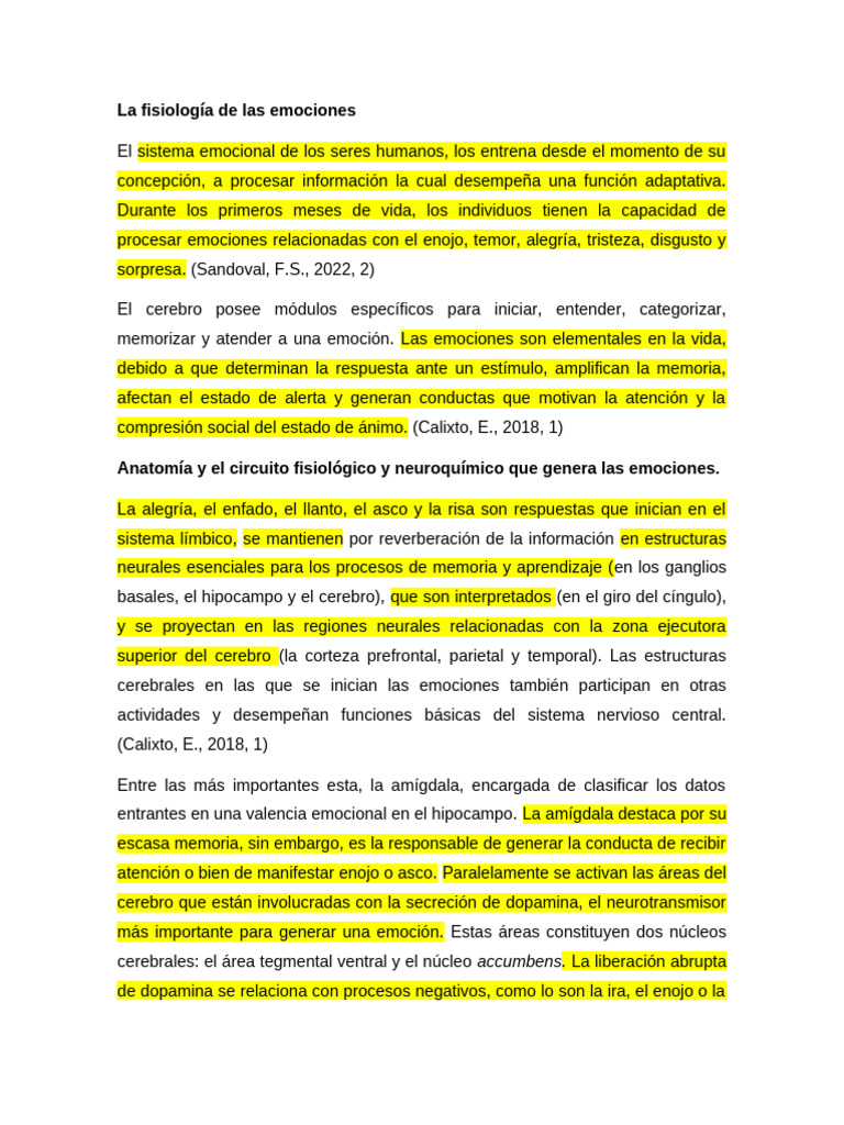La Fisiología de Las Emociones | PDF | Las emociones | Cerebro