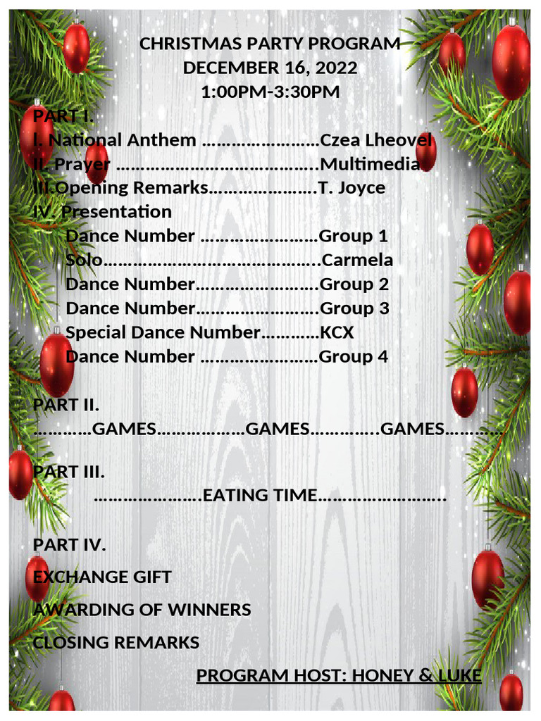 Christmas Party Program | PDF