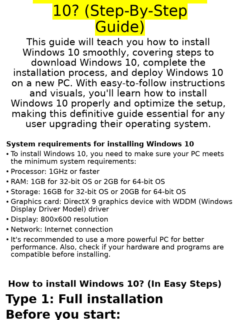 How To Install Windows 10 | PDF