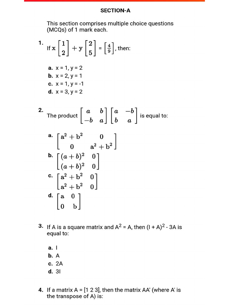 Mathematics Previous Year Paper 2023 Cbse Xii 2023 | PDF