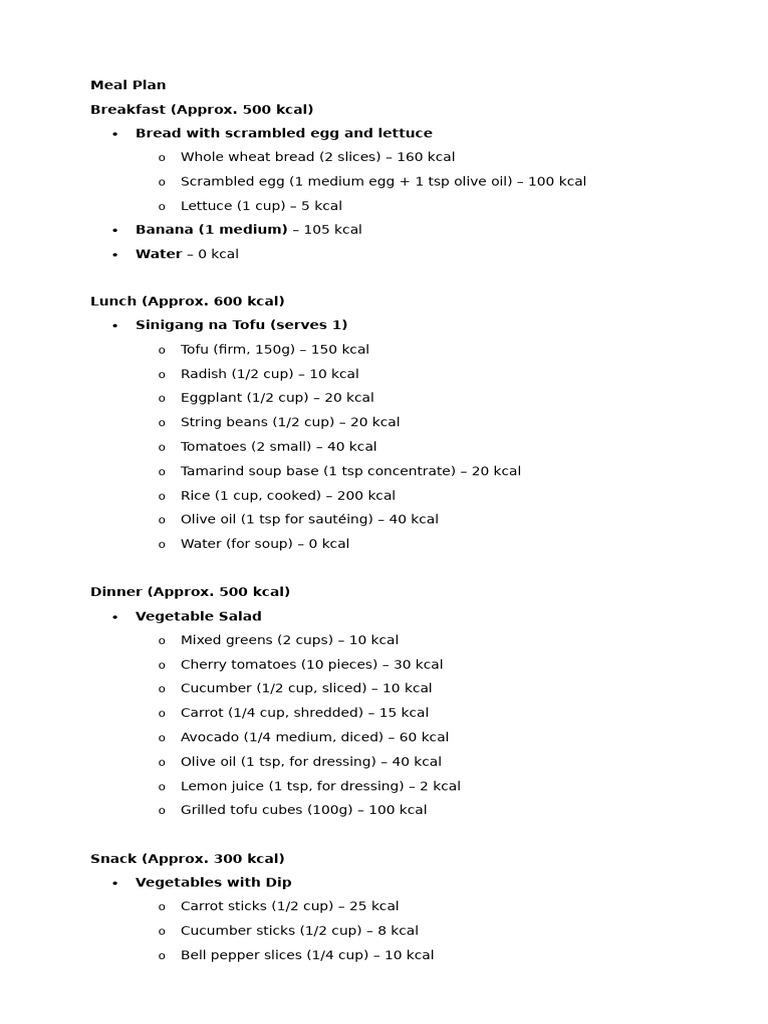 Balanced Daily Meal Plan Guide | PDF