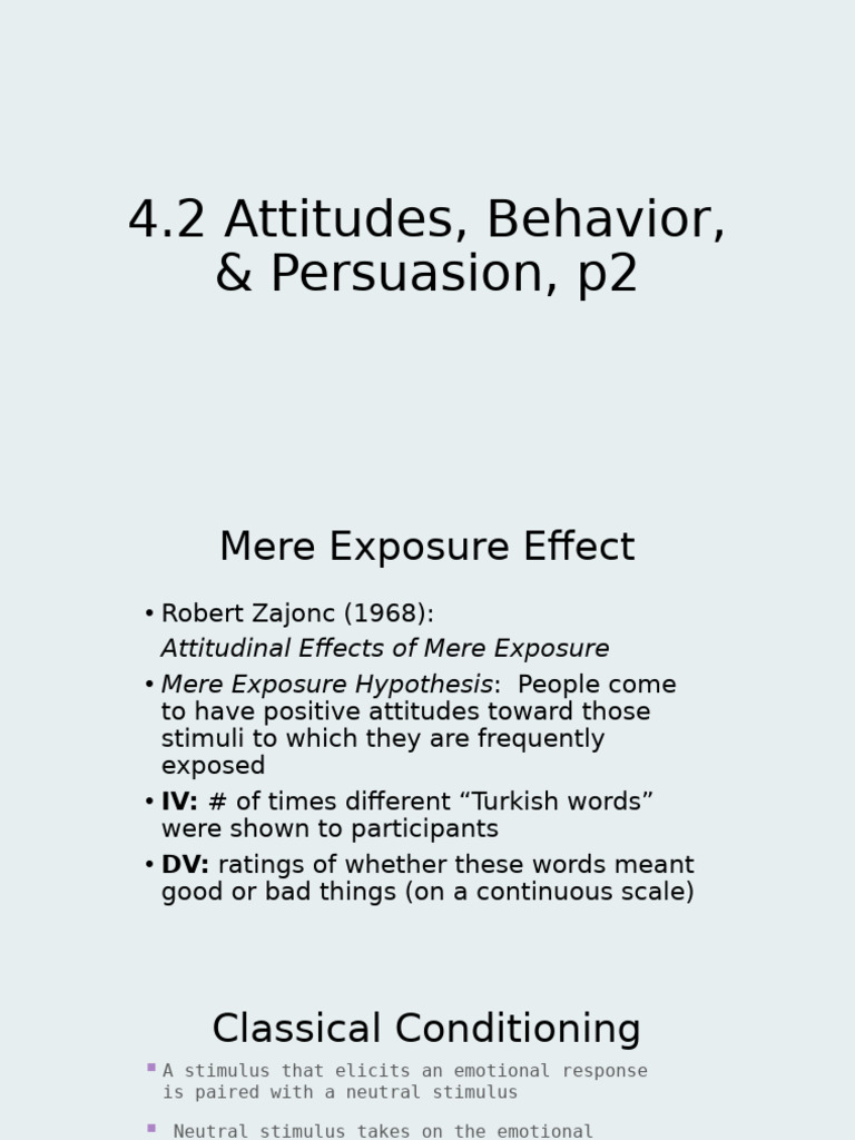 4.1 Attitudes, Behavior, and Persuasion, p2 | PDF | Attitude