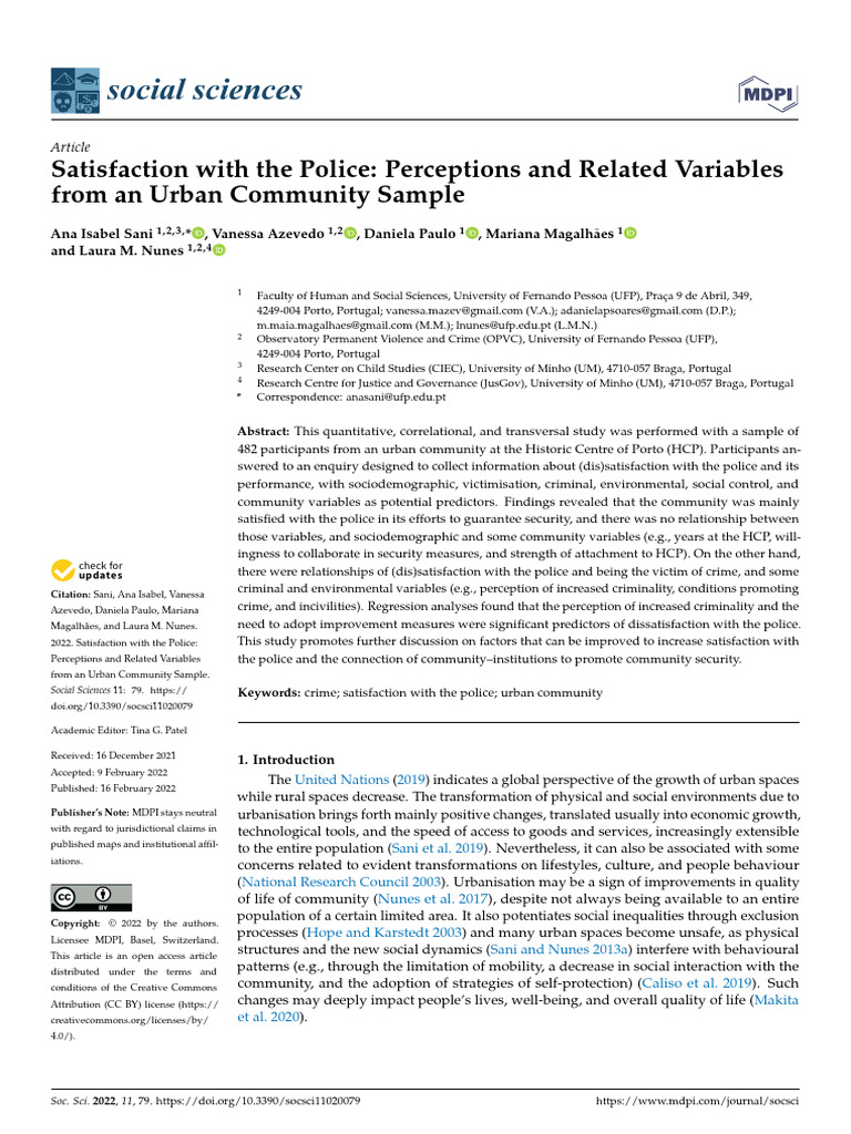 Satisfaction With The Police Perceptions and Relat | PDF | Crimes ...