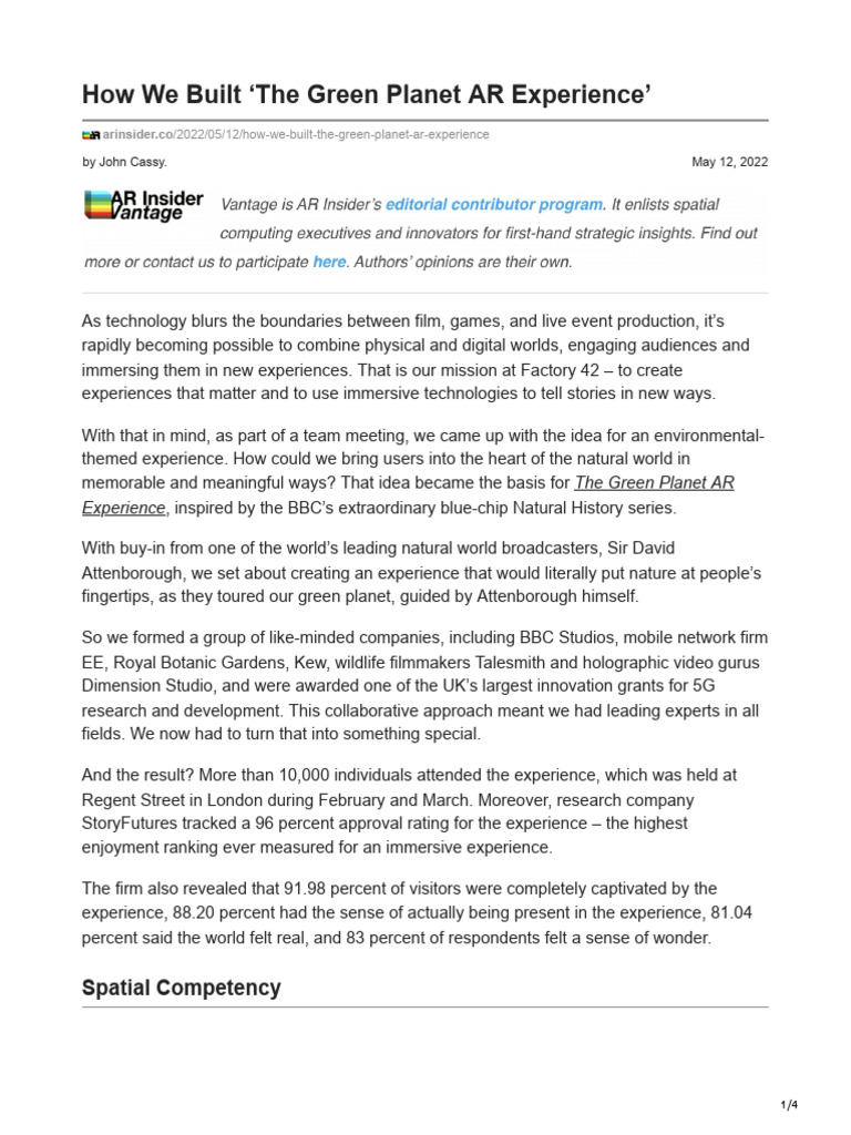 How We Built The Green Planet AR Experience | PDF