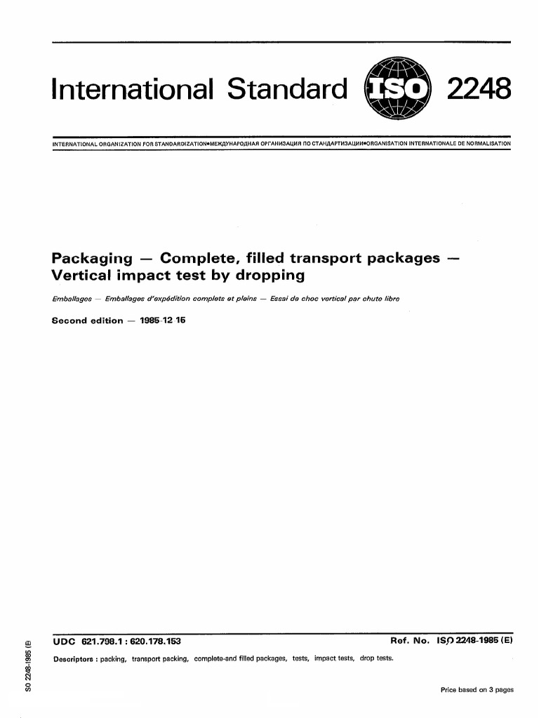 ISO - 2248-1985 Transit Drop Test | PDF | International Organization ...