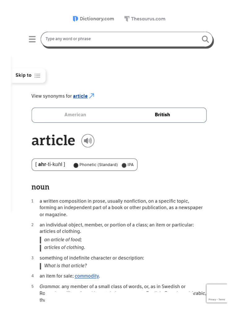 Understanding Article Definitions | PDF