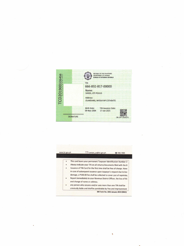 Taxpayer Identification Card Guidelines | PDF