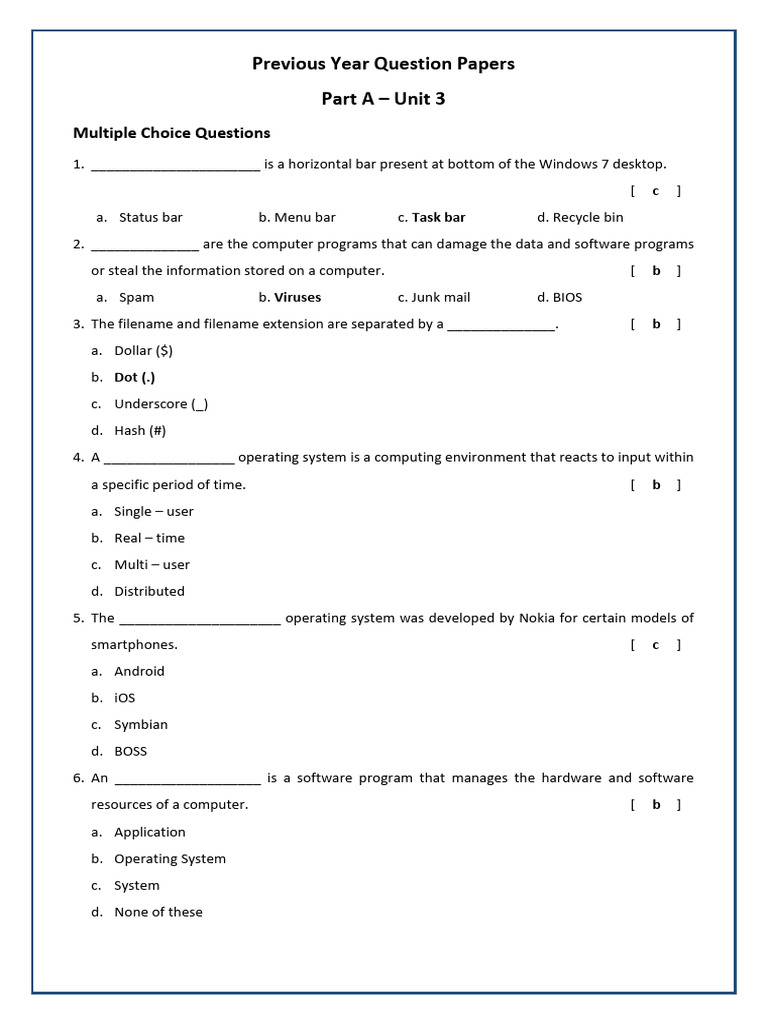 Grade 10 - Part A - Unit 3 (ICT Skills) | PDF | Operating System | File ...
