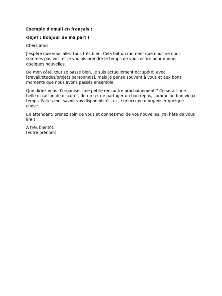 Exemple d'email amical en français | PDF