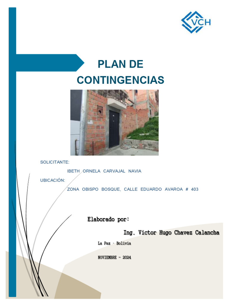 Plan de Contingencias en La Paz 2024 | PDF | Riesgo | Primeros auxilios