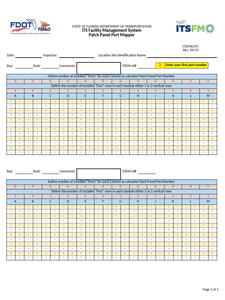 Itsfm037c Fiber Optic Patch Panel Port Mapper Rev 05 19 | PDF | Optics