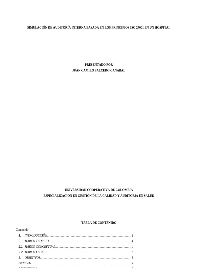 Auditoría ISO 27001 en Hospitales | PDF | Seguridad de información | La ...