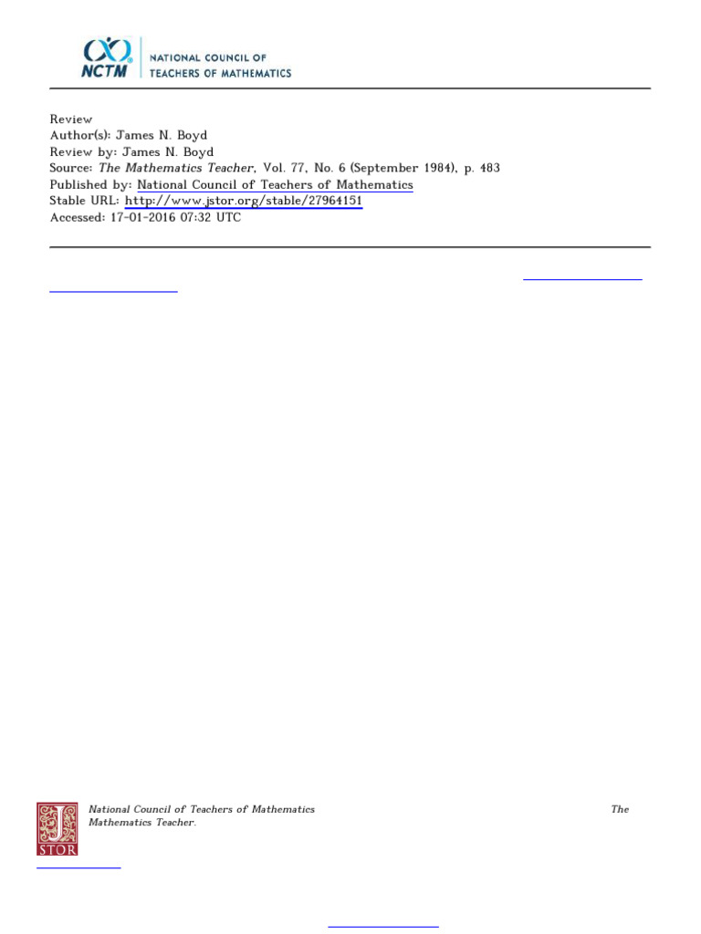 National Council of Teachers of Mathematics The Mathematics Teacher ...
