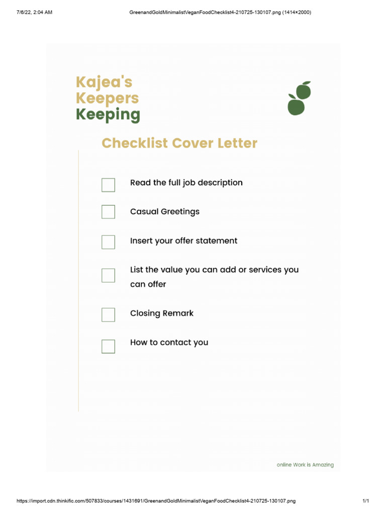 Cover Letter Checklist | PDF