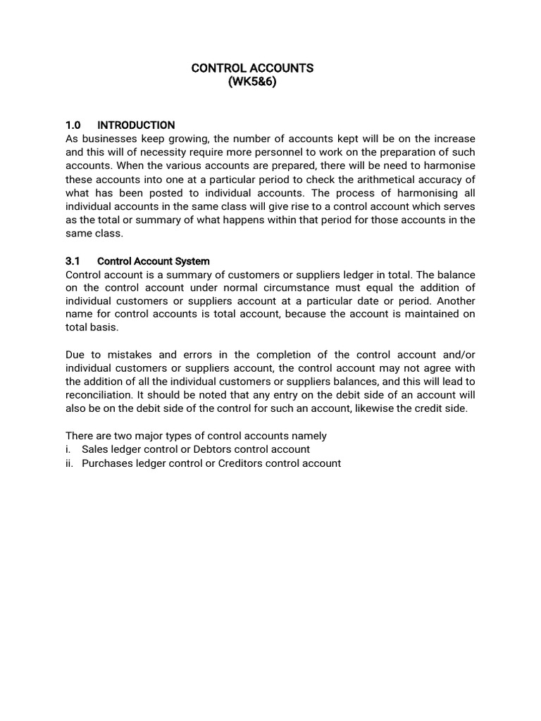 Understanding Control Accounts in Accounting | PDF | Liability ...