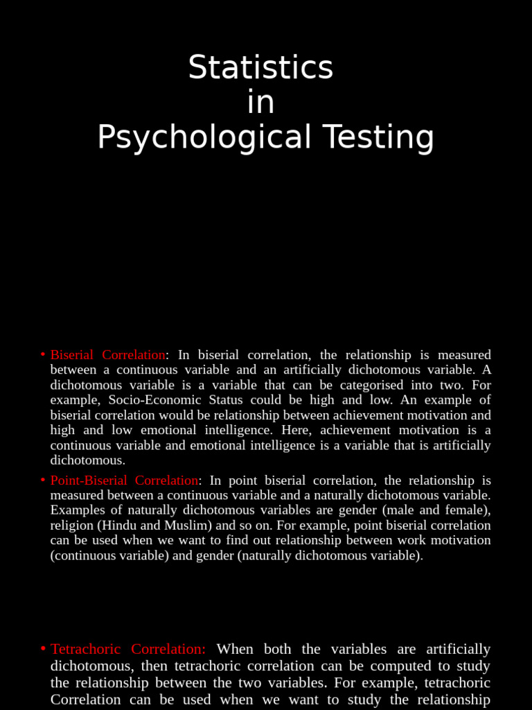 Statistics in Psychological Testing | PDF | Categorical Variable ...