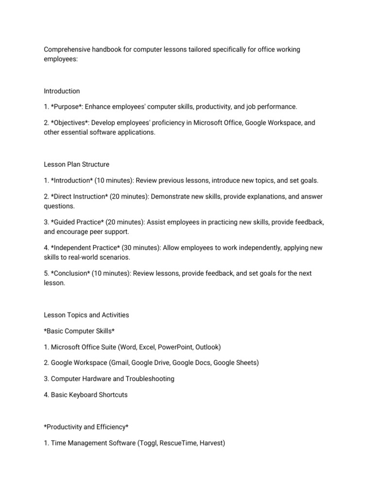 Comprehensive Handbook for Computer Lessons for Kids | PDF | Microsoft ...