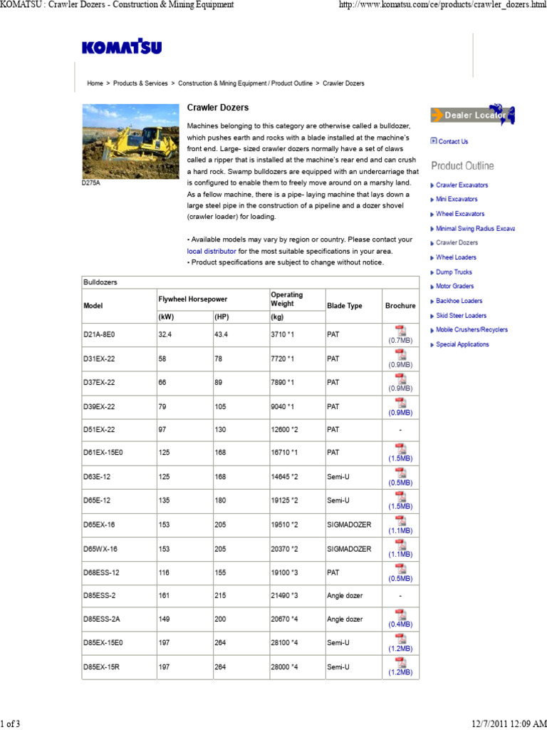Crawler Dozers: Specifications & Models | PDF | Loader (Equipment ...