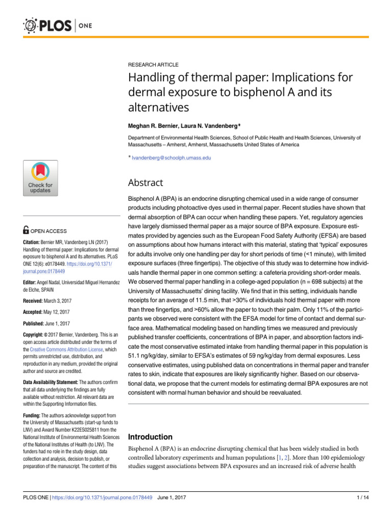 Handling of Thermal Paper Implications For Dermal | PDF