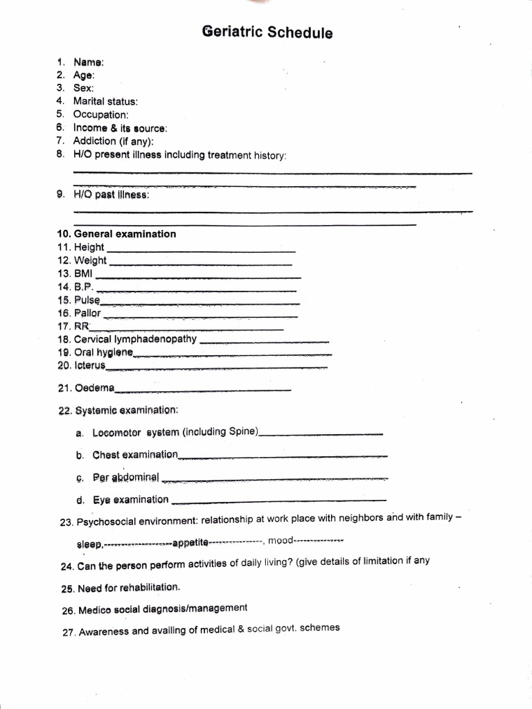 Geriartric Schedule | PDF