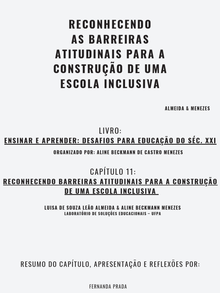 Barreiras Atitudinais na Inclusão Escolar | PDF | Deficiência ...