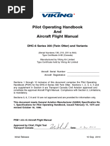Pilot Operating Handbook and Aircraft Flight Manual Dhc 6 Series 300 Twin Otter