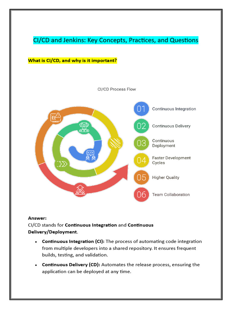 CI - CD and Jenkins - Key Concepts and Question To Practice | PDF ...
