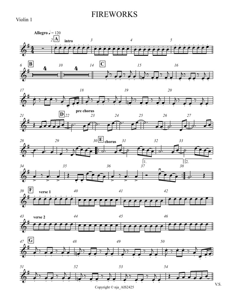 Fireworks Cello Update - Violin 1 | PDF