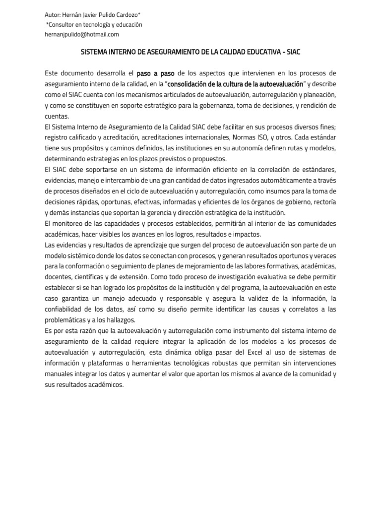 Sistema Interno de Aseguramiento de La Calidad VS 5.0 | PDF | Educación ...