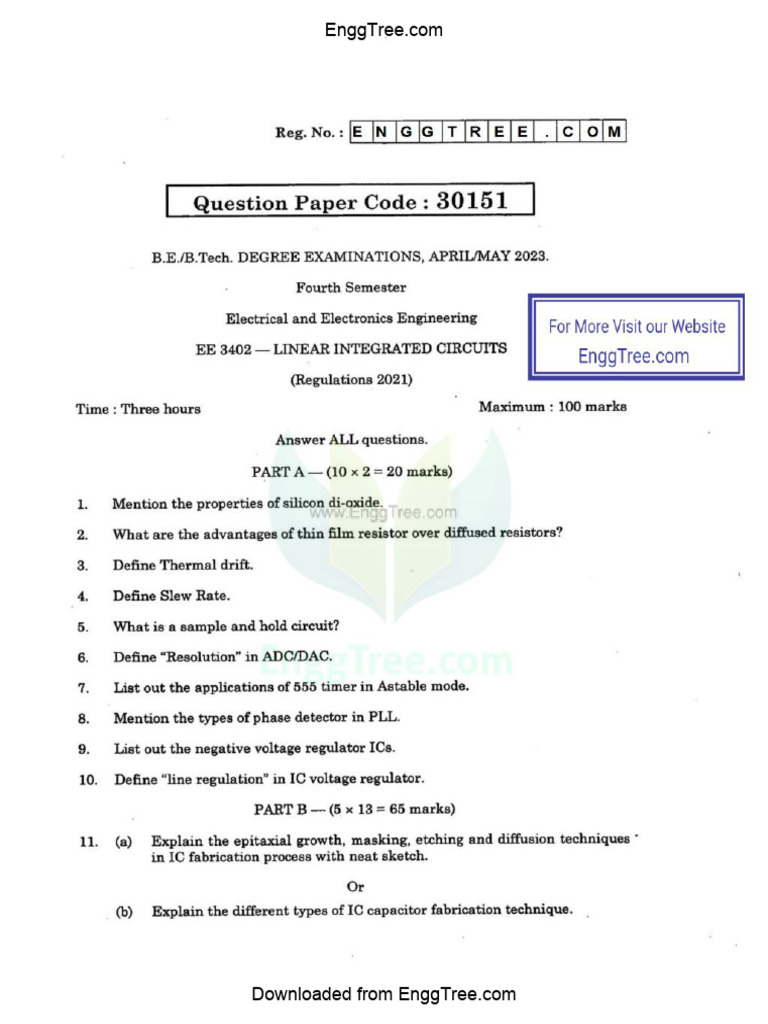 Am 2023 Ee3402 Linear Integrated Circuits Pdf