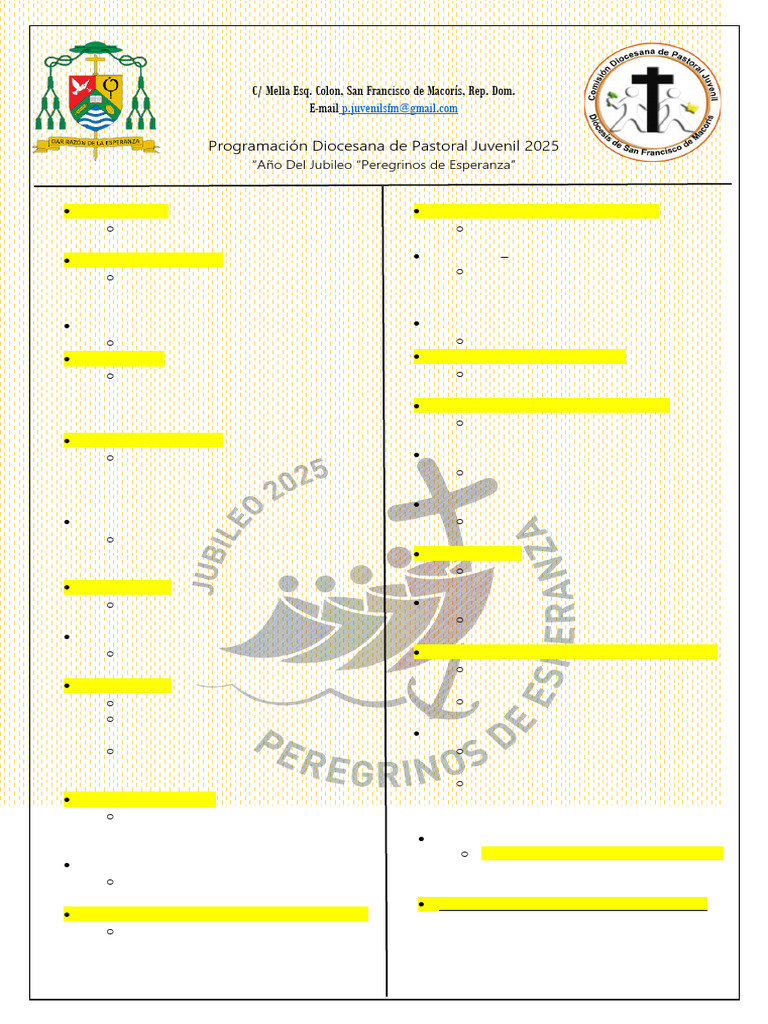 Programación Pastoral Juvenil 2025 | PDF | Fiestas cristianas y días ...