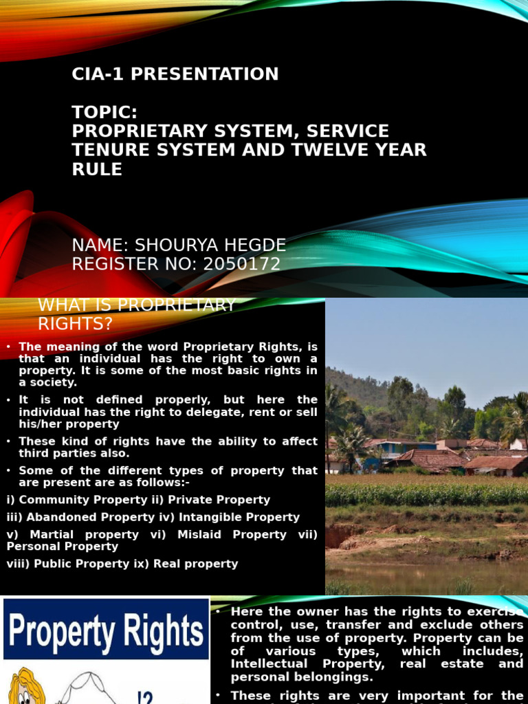 Proprietary Rights and Tenure Systems | PDF | Property | Land Reform