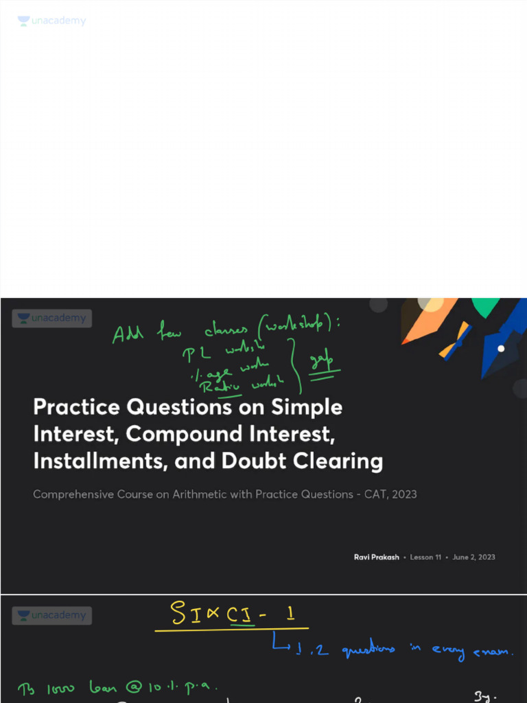 Practice Questions On Simple Interest Compound Interest Installments ...